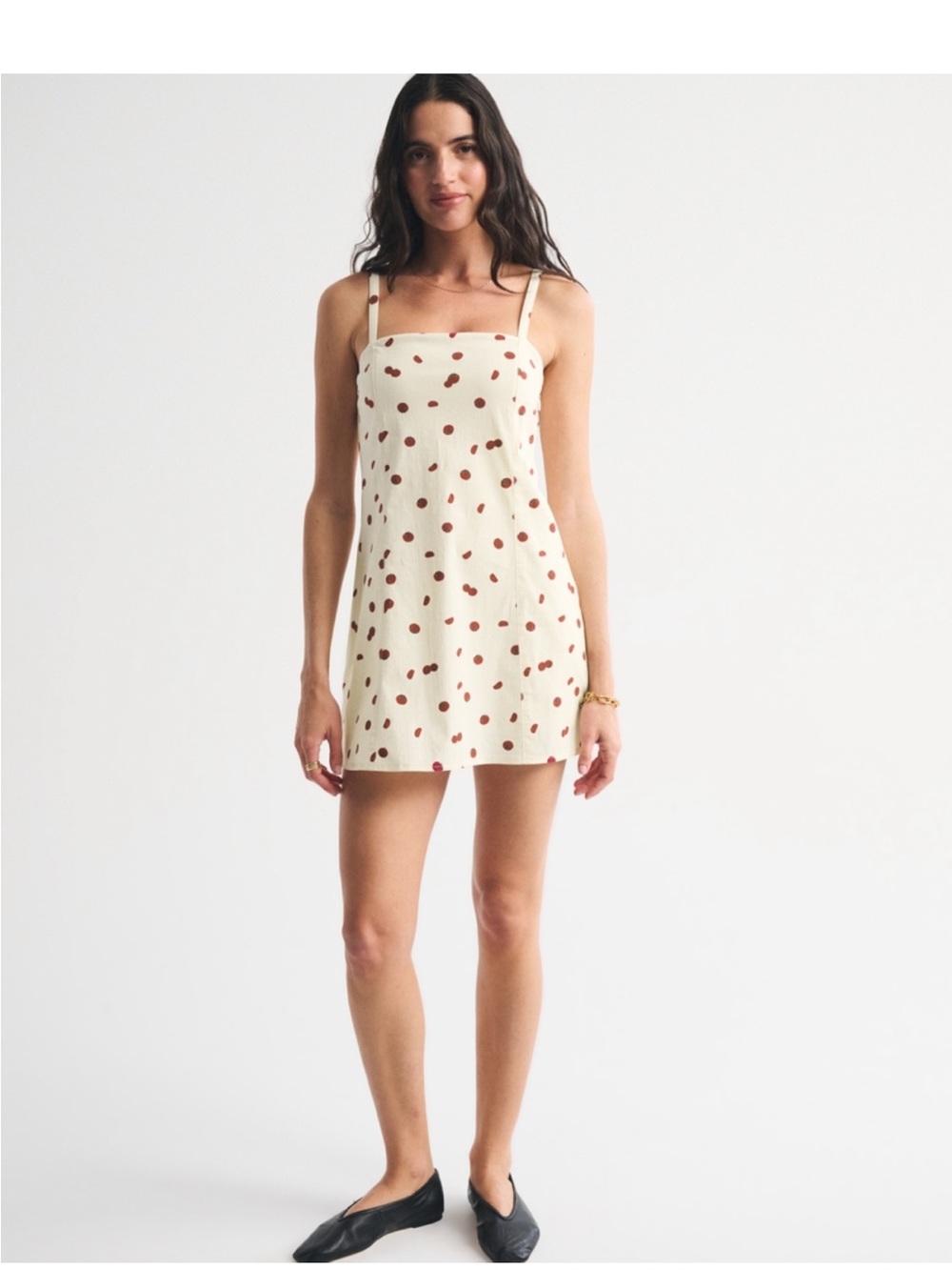 Abercrombie & Fitch Cream Mini Dress with Brown Dot Print